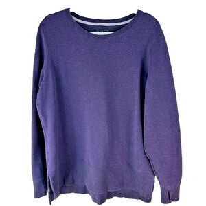 L.L. Bean Sweatshirt Women's Large Purple Cozy Split Hem Crewneck Cotton Blend